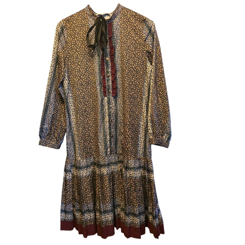 Vintage Porter floral panel drop waist dress